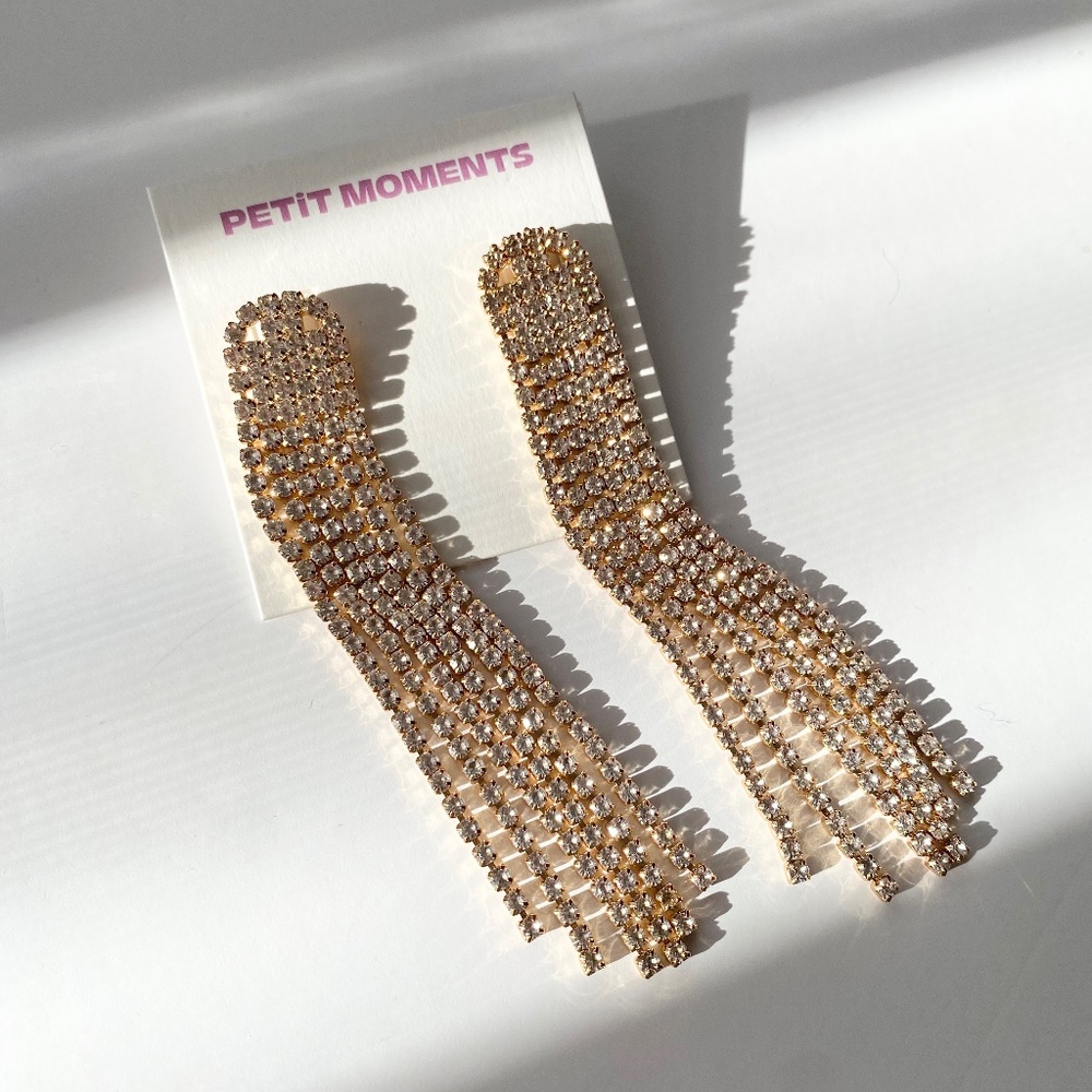 Petits moments glitz gold rhinestone earrings